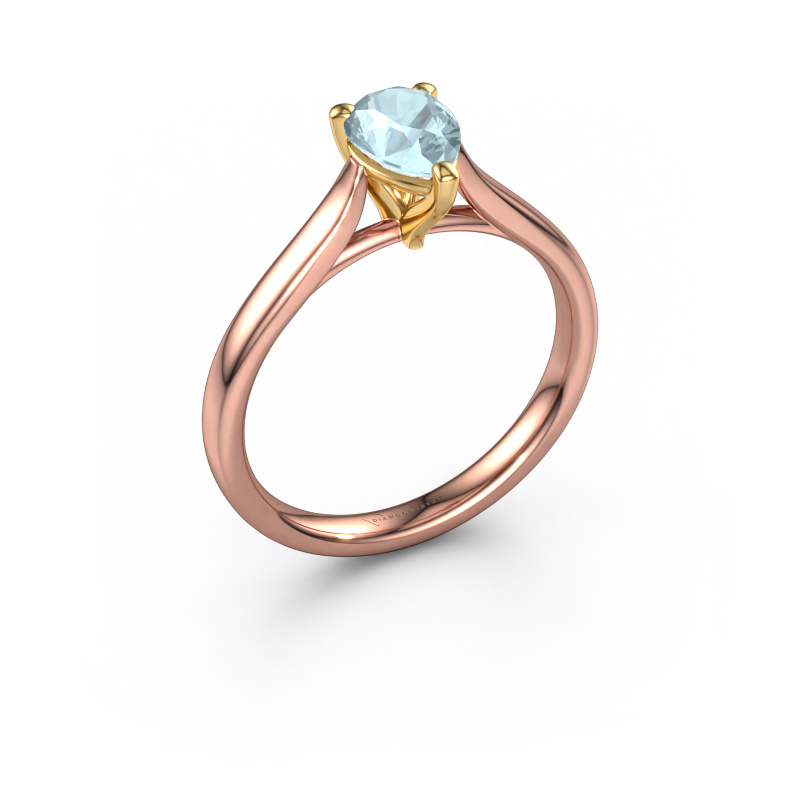 Image of Engagement ring Mignon per 1 585 rose gold Aquamarine 7x5 mm