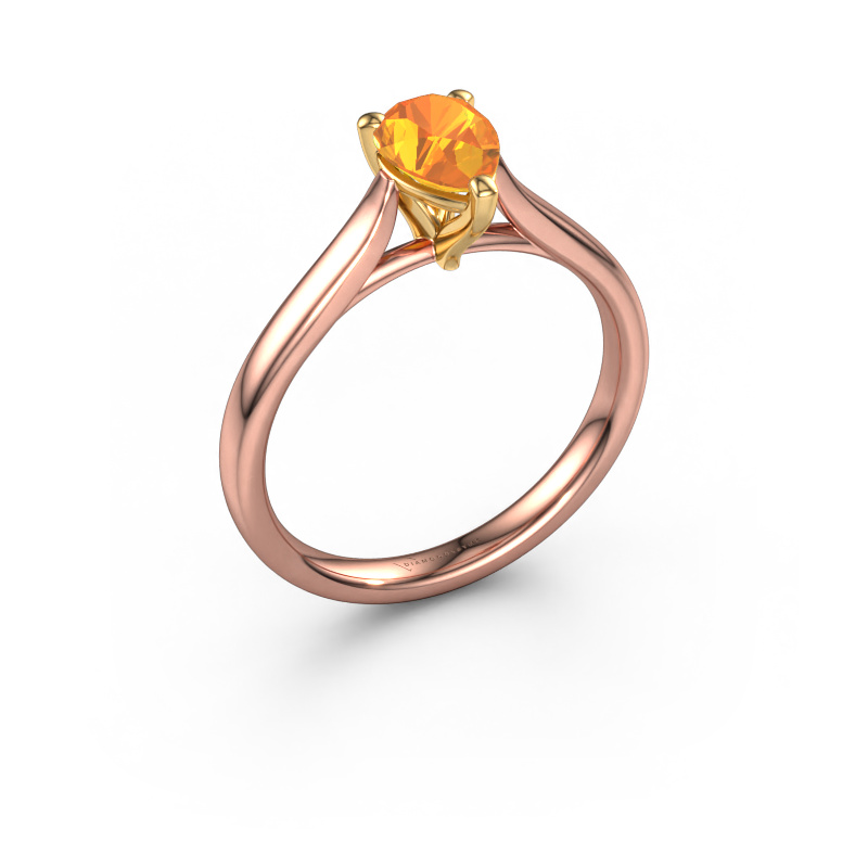 Image of Engagement ring Mignon per 1 585 rose gold Citrin 7x5 mm