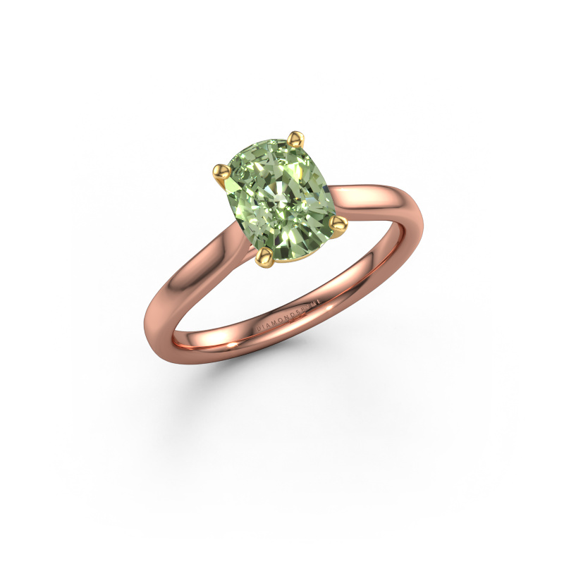 Afbeelding van Verlovingsring Mignon CSH 1 585 rosé goud Groene lab grown diamant 8x6 mm