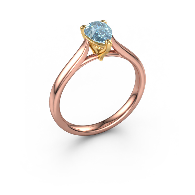 Bild von Verlobungsring Mignon PER 1 585 Roségold Blauer Labordiamant 7x5 mm