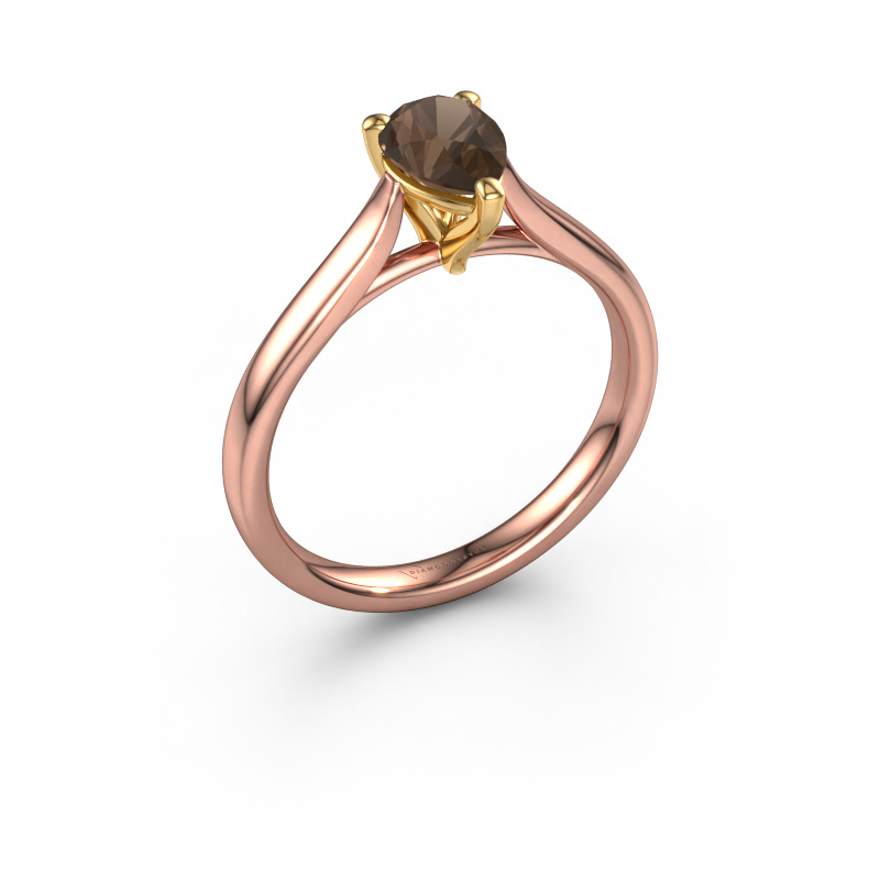 Bild von Verlobungsring Mignon per 1 585 Roségold Rauchquarz 7x5 mm