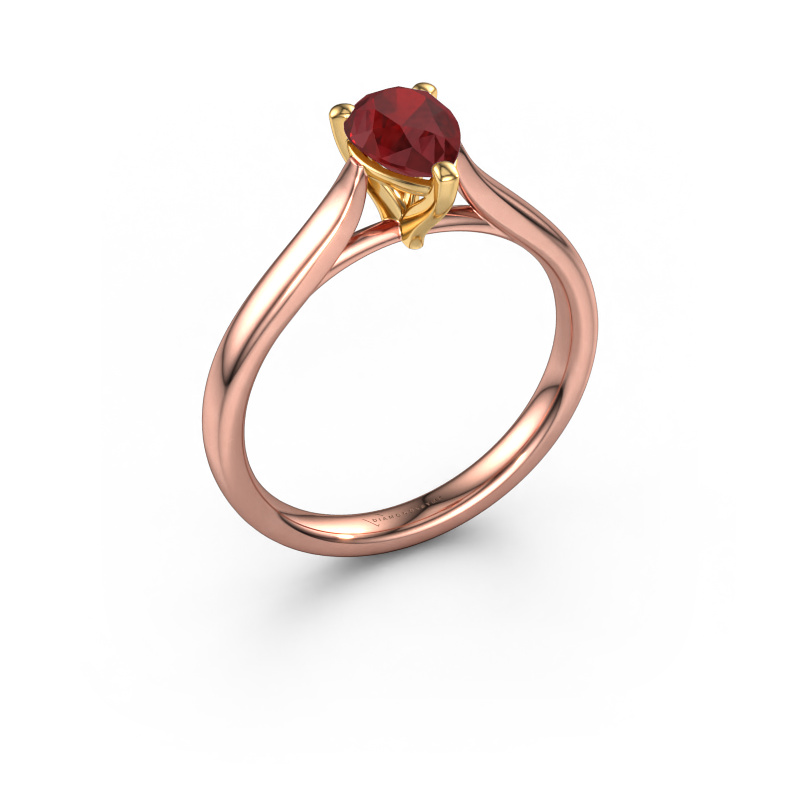 Image of Engagement ring Mignon per 1 585 rose gold Ruby 7x5 mm