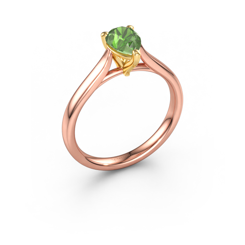 Afbeelding van Verlovingsring Mignon PER 1 585 rosé goud Toermalijn groen 7x5 mm