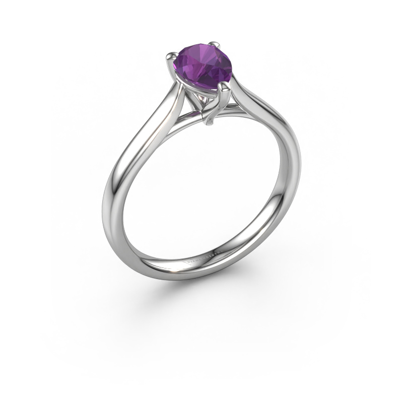 Image of Engagement ring Mignon per 1 950 platinum Amethyst 7x5 mm