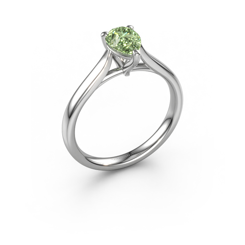 Image of Engagement ring Mignon PER 1 950 platinum Green lab grown diamond 7x5 mm