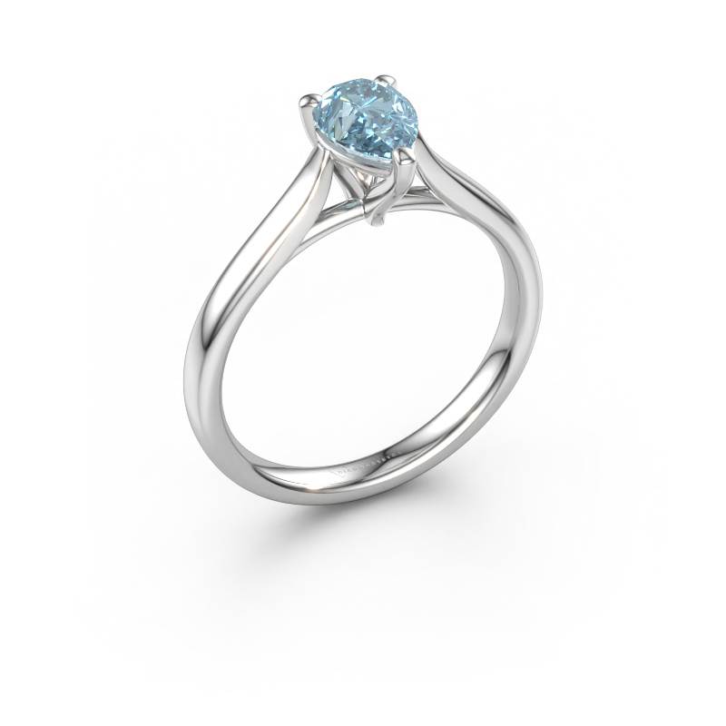 Afbeelding van Verlovingsring Mignon PER 1 950 platina Blauwe lab grown diamant 7x5 mm