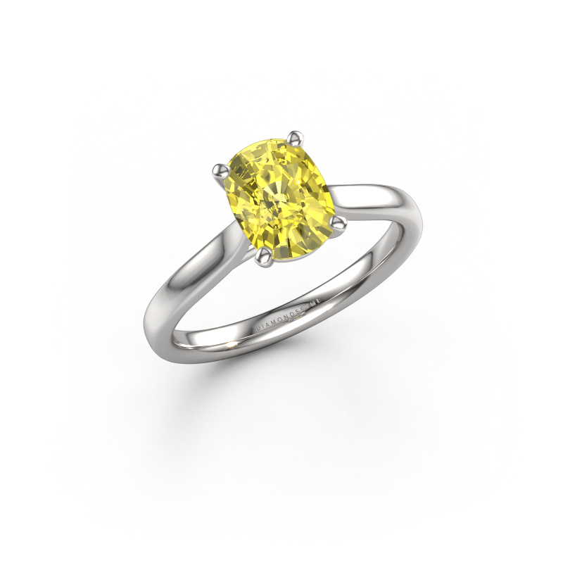 Image of Engagement ring Mignon CSH 1 950 platinum Yellow lab grown diamond 8x6 mm