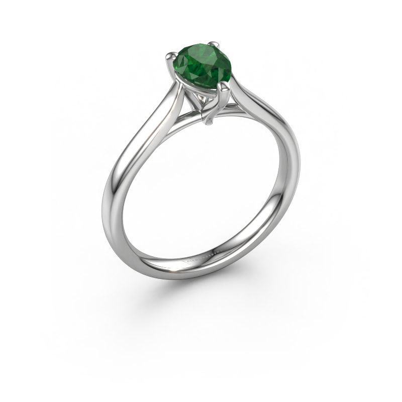 Image of Engagement ring Mignon per 1 950 platinum Emerald 7x5 mm