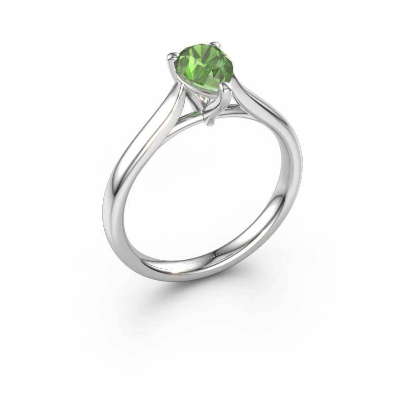 Immagine di Anello di fidanzamento Mignon PER 1 585 oro bianco Tormalina verde 7x5 mm