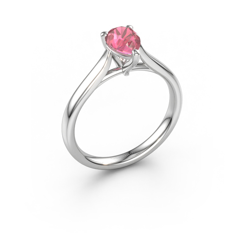 Afbeelding van Verlovingsring Mignon PER 1 950 platina Toermalijn pink 7x5 mm