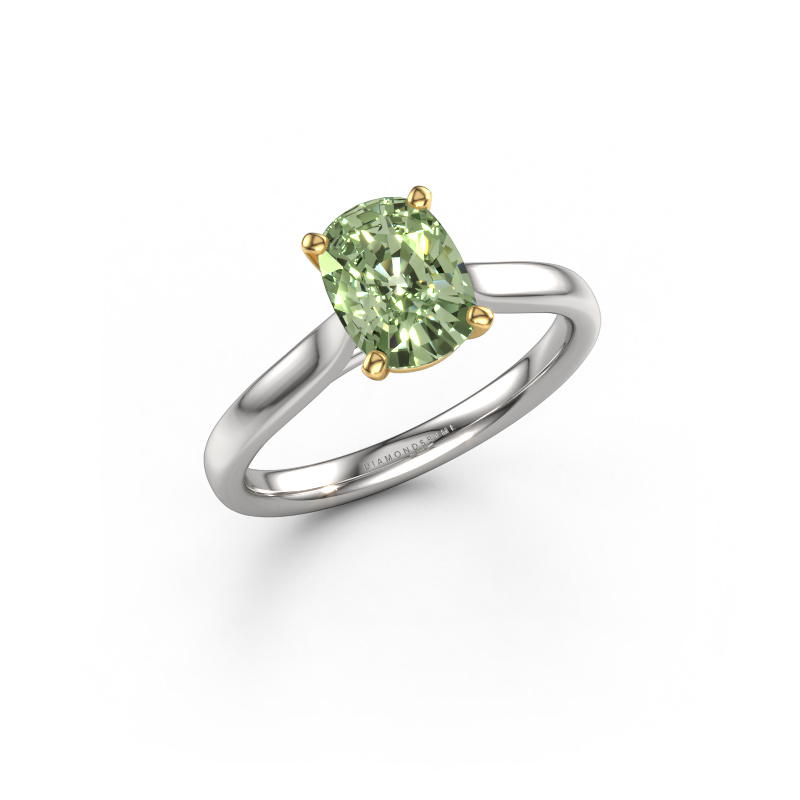 Afbeelding van Verlovingsring Mignon CSH 1 585 witgoud Groene lab grown diamant 8x6 mm