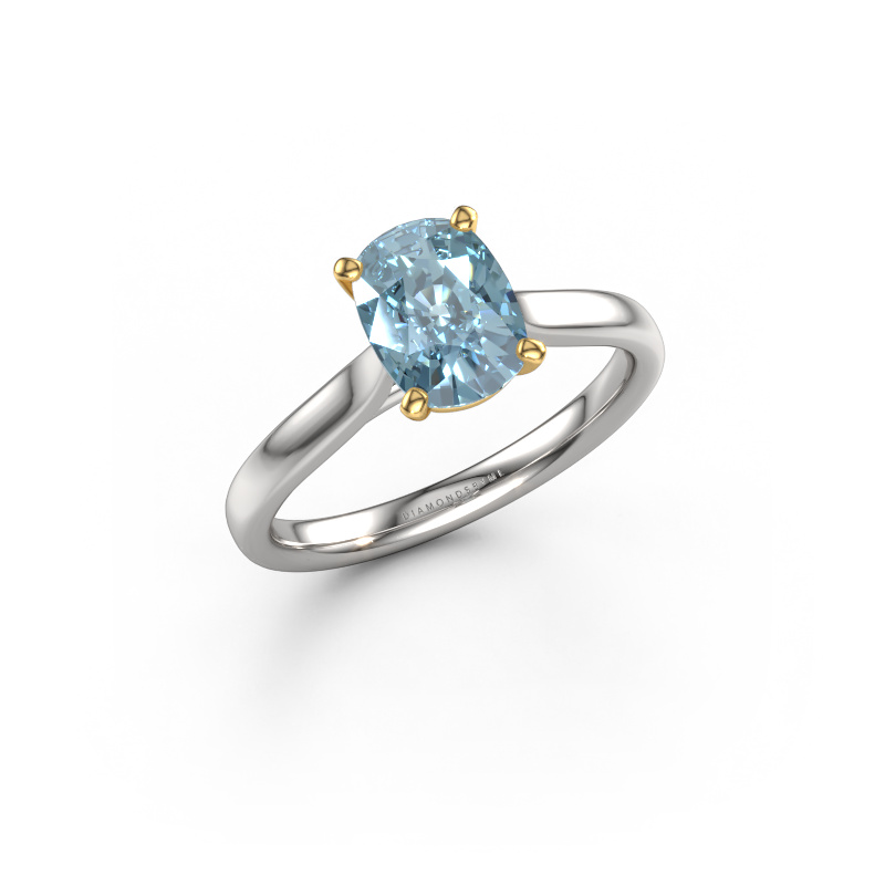 Afbeelding van Verlovingsring Mignon CSH 1 585 Witgoud Blauwe lab grown diamant 8x6 mm
