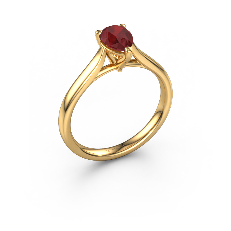 Image of Engagement ring Mignon per 1 585 gold Ruby 7x5 mm
