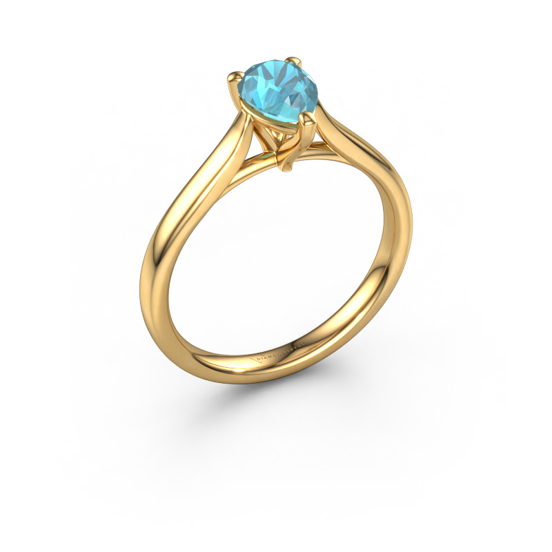 Image of Engagement ring Mignon per 1 585 gold Blue topaz 7x5 mm