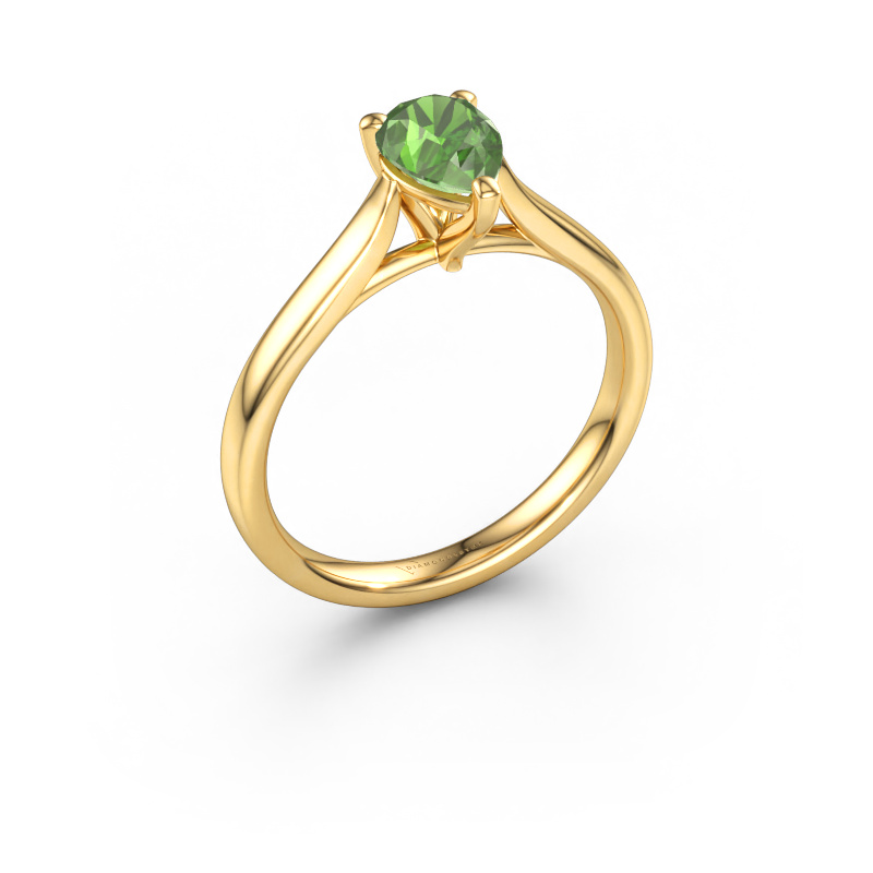 Bild von Verlobungsring Mignon PER 1 585 Gold Turmalin grün 7x5 mm