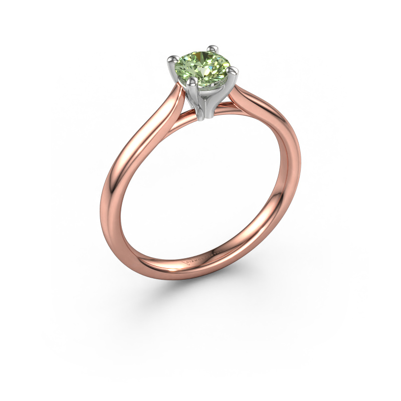 Image of Engagement ring Mignon rnd 1 585 rose gold Green lab grown diamond 5 mm