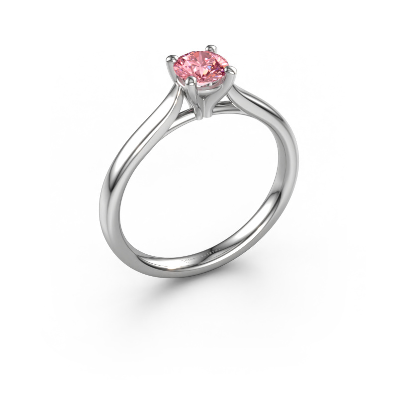 Image of Engagement ring Mignon rnd 1 585 white gold Pink lab grown diamond 5 mm