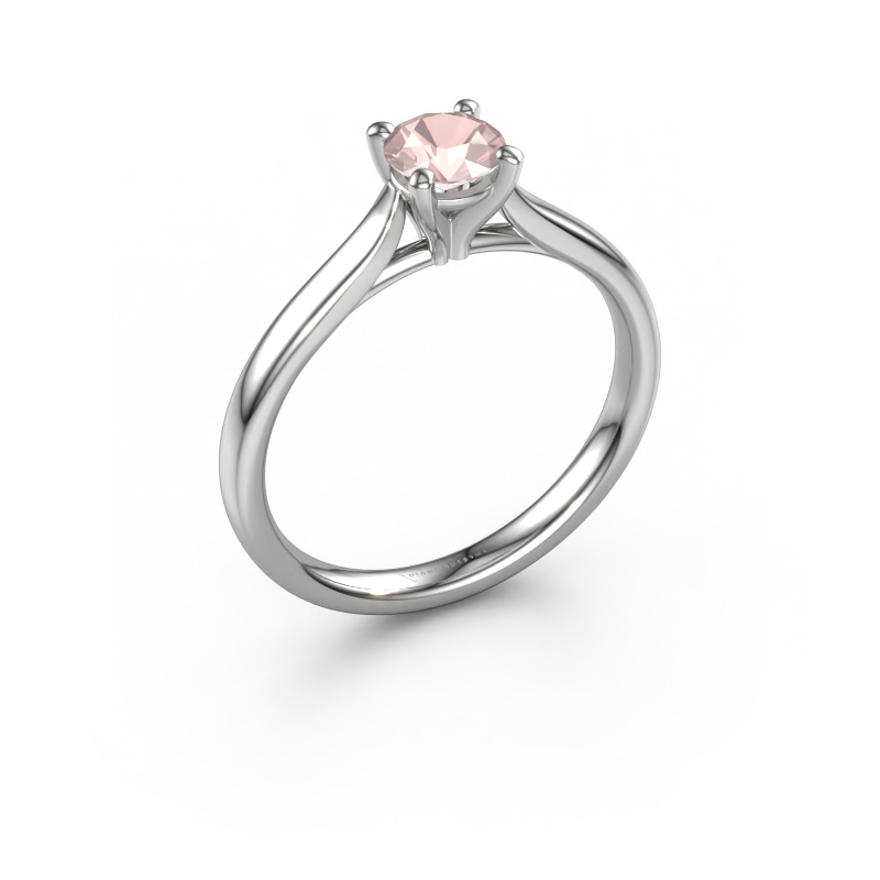 Image of Engagement ring Mignon rnd 1 585 white gold Morganite champagne 5 mm
