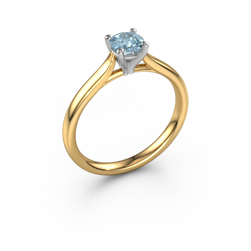 Image of Engagement ring Mignon RND 1 585 gold Blue lab grown diamond 5 mm