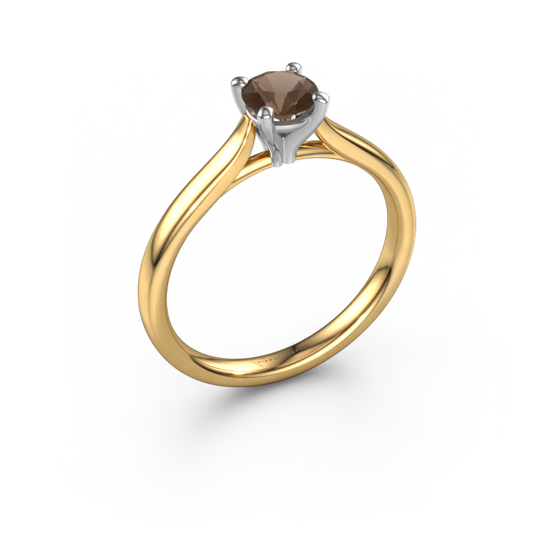 Image of Engagement ring Mignon rnd 1 585 gold Smokey quartz 5 mm