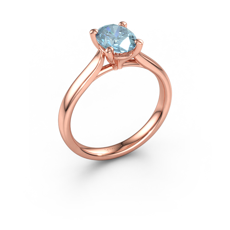 Immagine di Anello di fidanzamento Mignon OVL 1 585 oro rosa Diamante lab grown blu 8x6 mm