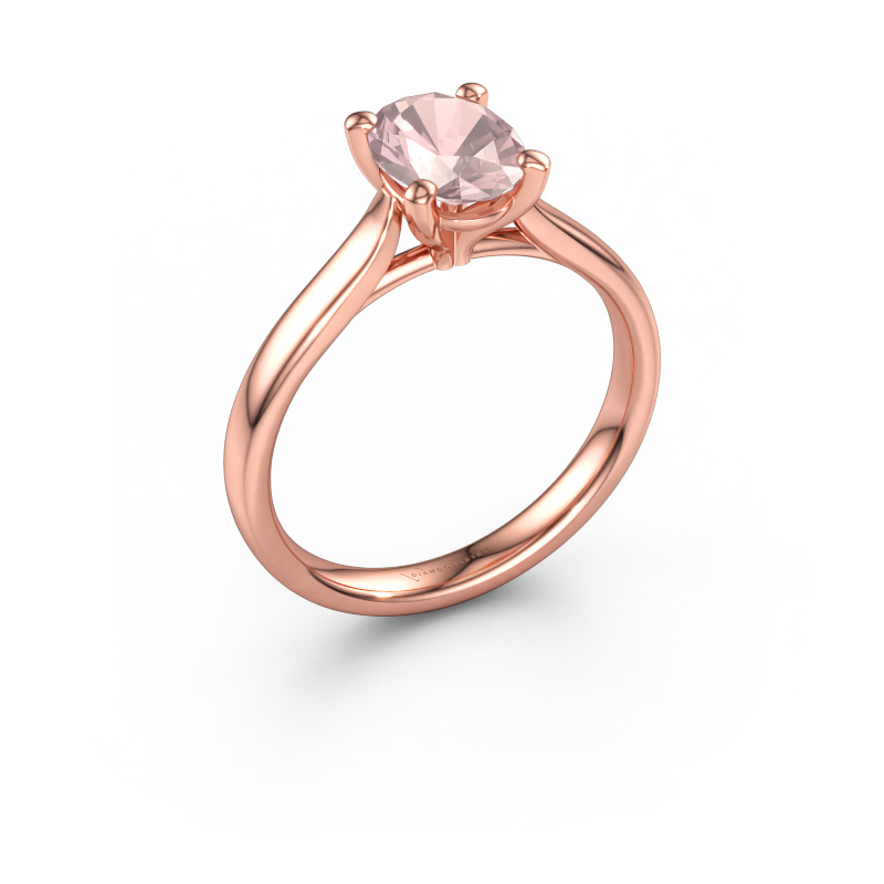 Immagine di Anello di fidanzamento Mignon OVL 1 585 oro rosa Morganite champagne 8x6 mm