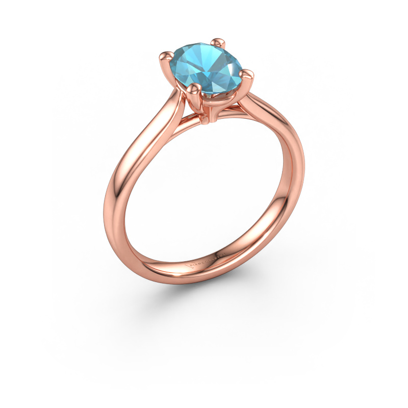 Bild av Förlovningsring Mignon OVL 1 585 roséguld Blå topas 8x6 mm