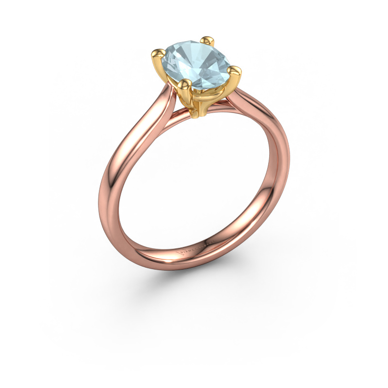 Image of Engagement ring Mignon ovl 1 585 rose gold Aquamarine 8x6 mm