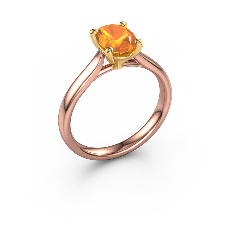 Image de Bague de fiançailles Mignon ovl 1 585 or rose Citrine 8x6 mm
