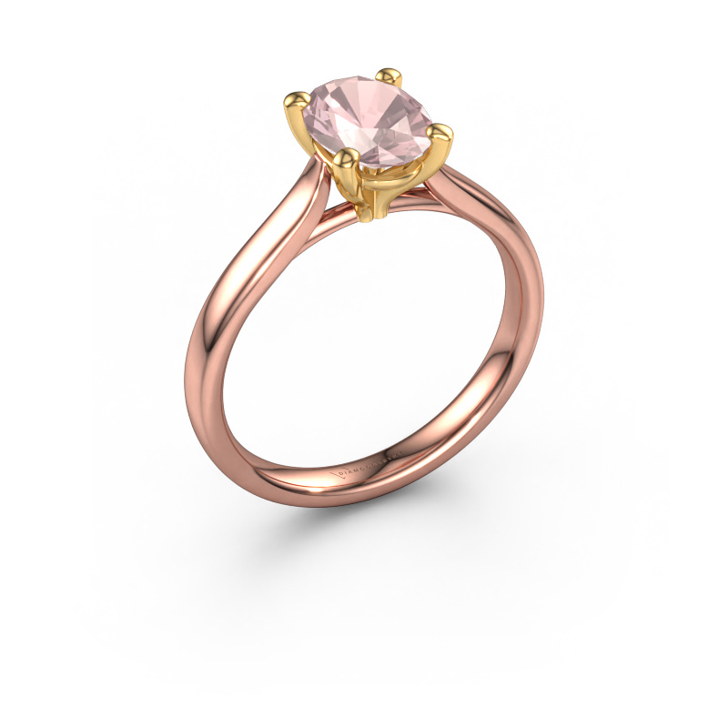 Image of Engagement ring Mignon ovl 1 585 rose gold Morganite champagne 8x6 mm