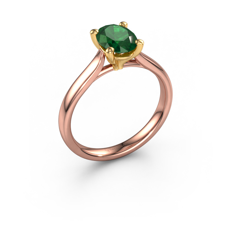 Image of Engagement ring Mignon ovl 1 585 rose gold Emerald 8x6 mm