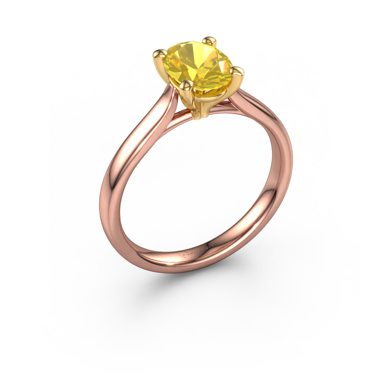 Bild von Verlobungsring Mignon ovl 1 585 Roségold Gelb Saphir 8x6 mm