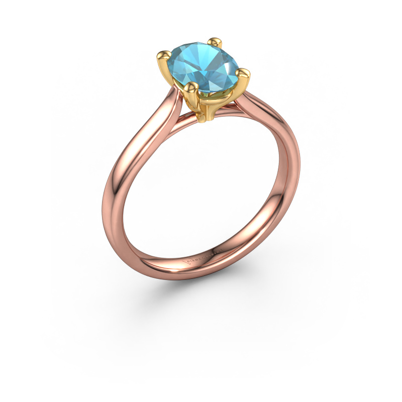 Bild von Verlobungsring Mignon ovl 1 585 Roségold Blau Topas 8x6 mm