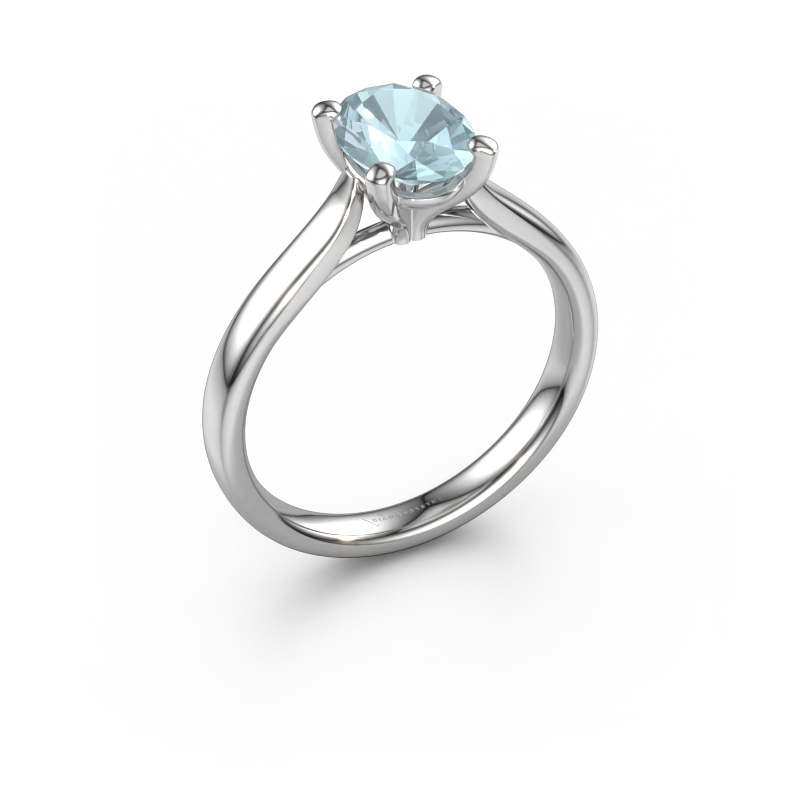 Bild von Verlobungsring Mignon ovl 1 950 Platin Aquamarin 8x6 mm