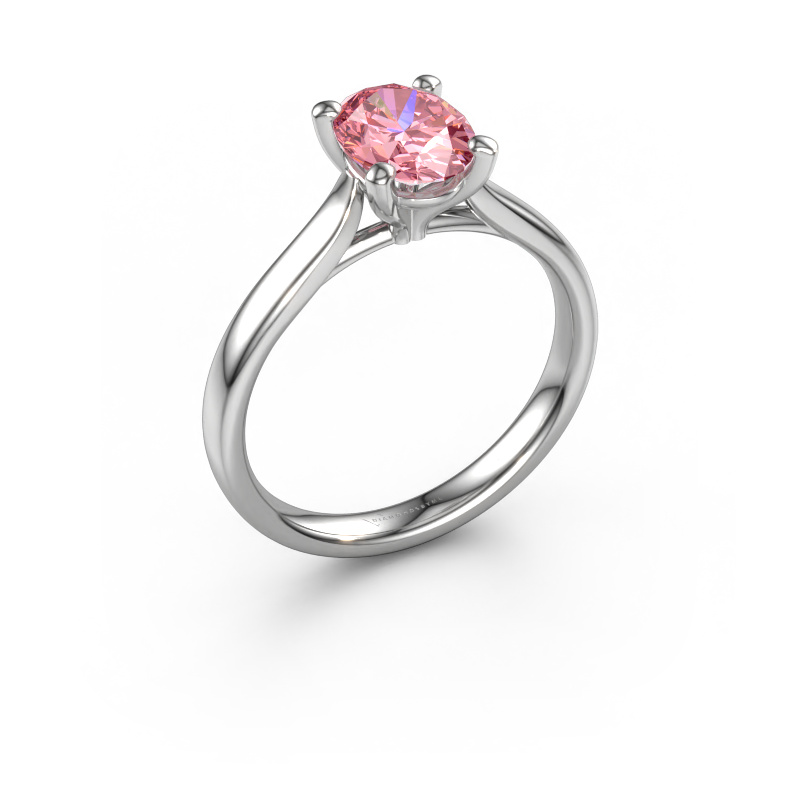 Image of Engagement ring Mignon ovl 1 950 platinum Pink lab grown diamond 8x6 mm
