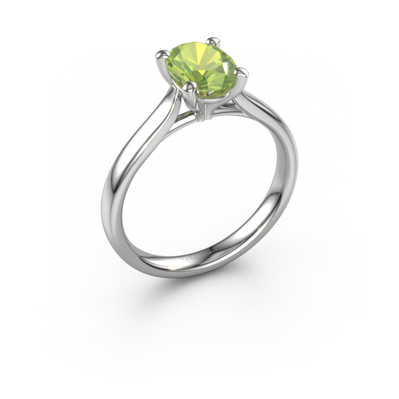 Image of Engagement ring Mignon ovl 1 950 platinum Peridot 8x6 mm
