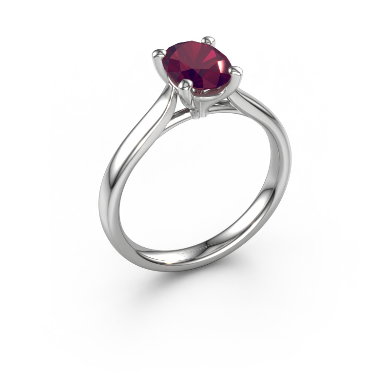 Bild von Verlobungsring Mignon ovl 1 950 Platin Rhodolit 8x6 mm