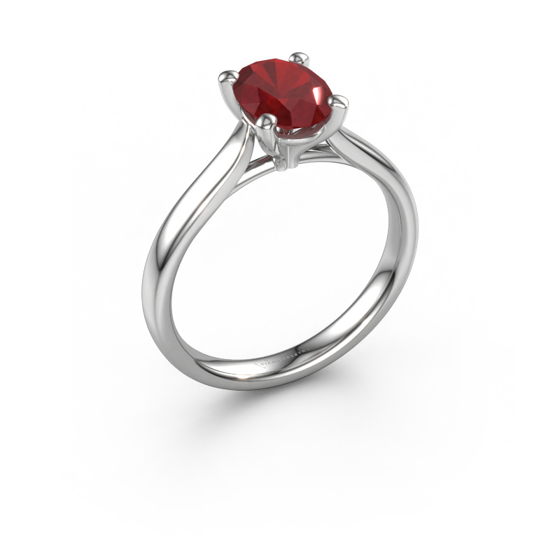 Bild von Verlobungsring Mignon ovl 1 950 Platin Rubin 8x6 mm