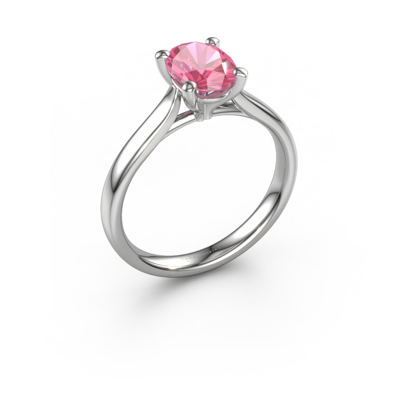 Image of Engagement ring Mignon ovl 1 950 platinum Pink sapphire 8x6 mm