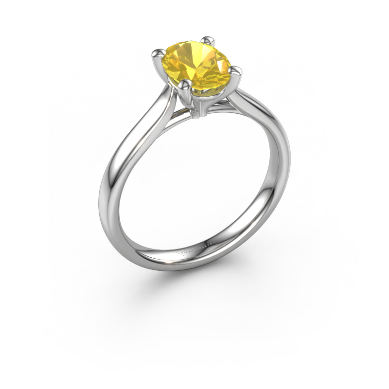 Image of Engagement ring Mignon ovl 1 950 platinum Yellow sapphire 8x6 mm