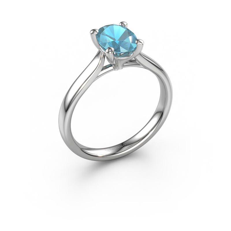 Image of Engagement ring Mignon ovl 1 950 platinum Blue topaz 8x6 mm