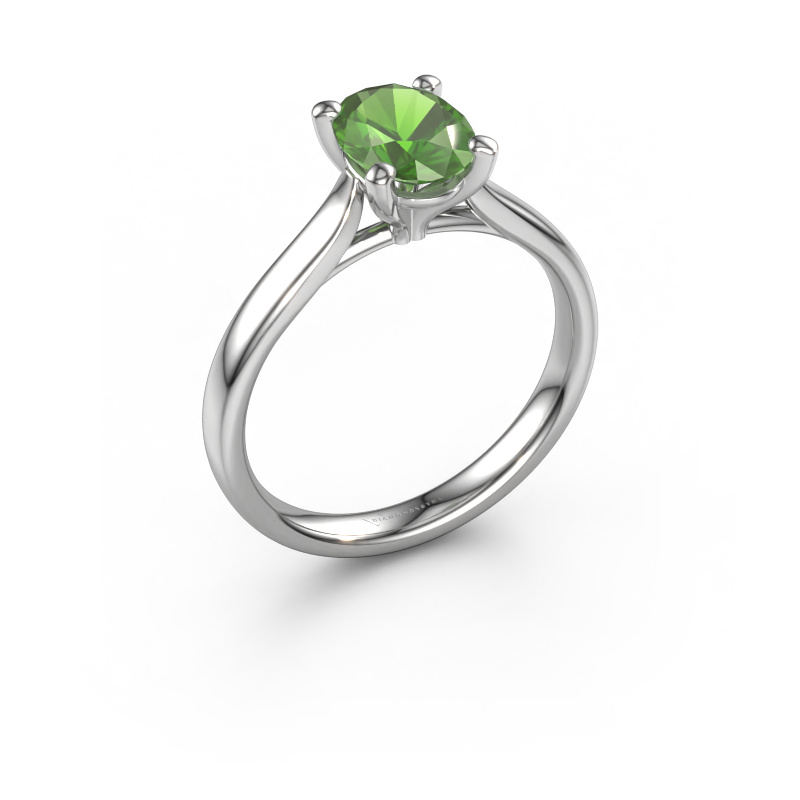 Image of Engagement ring Mignon ovl 1 950 platinum Tourmaline green 8x6 mm