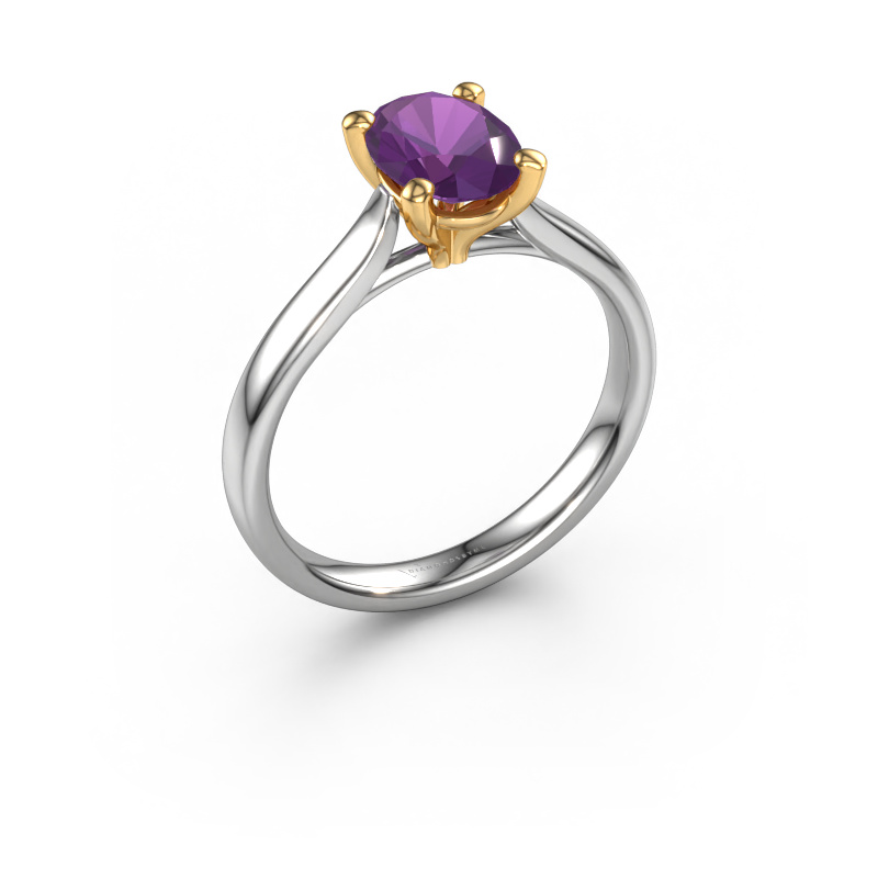 Bild von Verlobungsring Mignon ovl 1 585 Weißgold Amethyst 8x6 mm