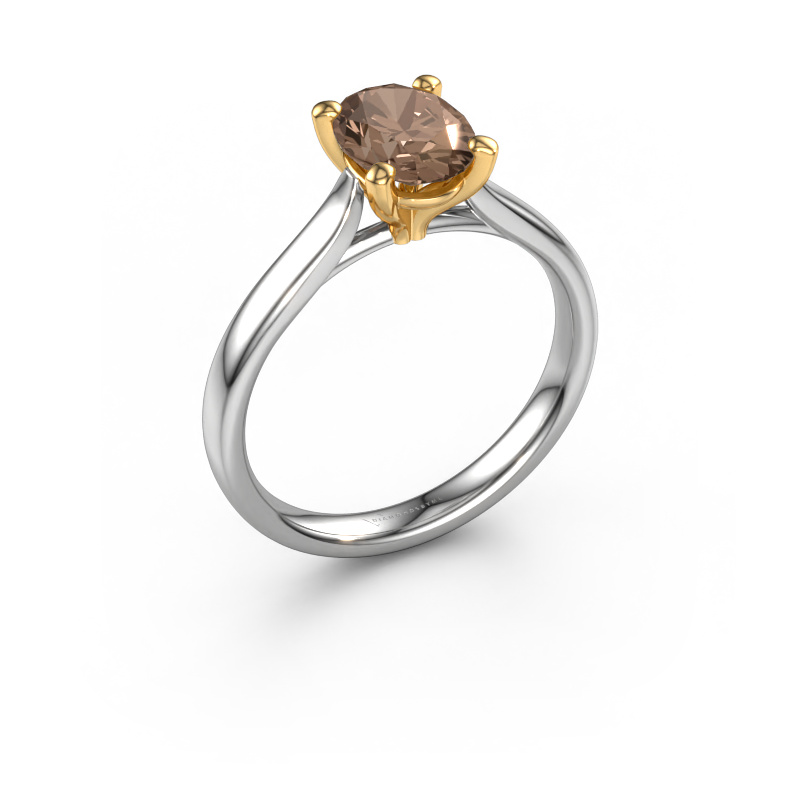 Bild von Verlobungsring Mignon ovl 1 585 Weißgold Braun Diamant 1.10 crt