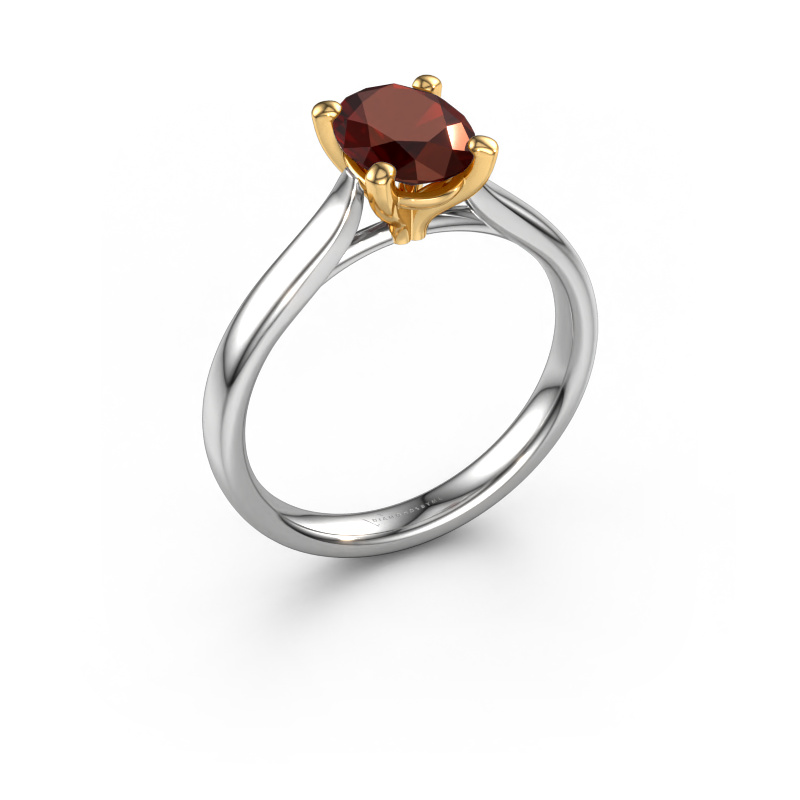Bild von Verlobungsring Mignon ovl 1 585 Weißgold Granat 8x6 mm