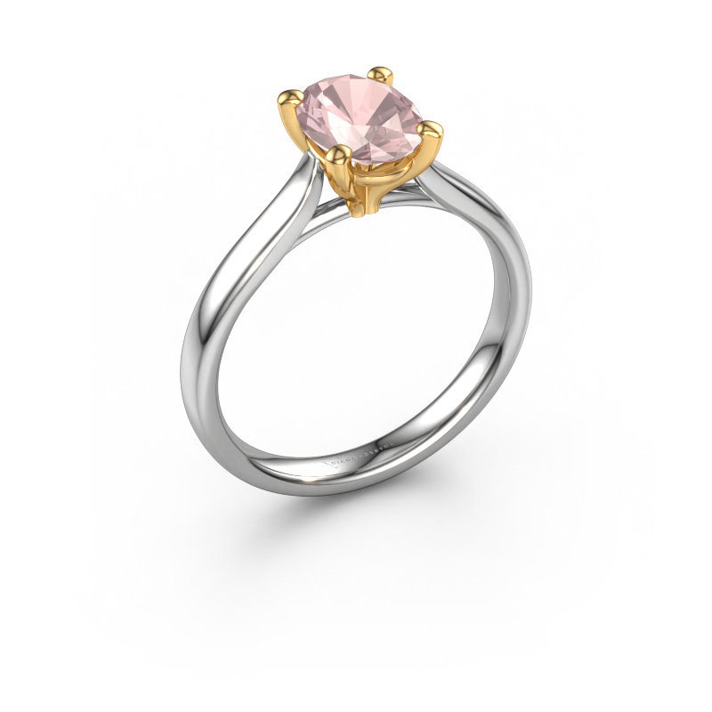 Image of Engagement ring Mignon ovl 1 585 white gold Morganite champagne 8x6 mm