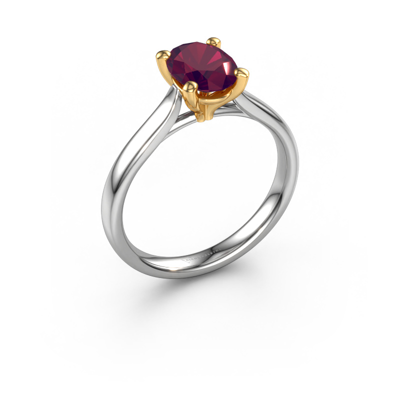 Image de Bague de fiançailles Mignon ovl 1 585 or blanc Rhodolite 8x6 mm