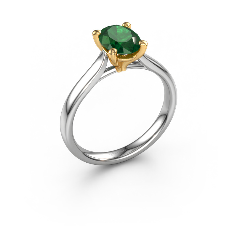 Image of Engagement ring Mignon ovl 1 585 white gold Emerald 8x6 mm