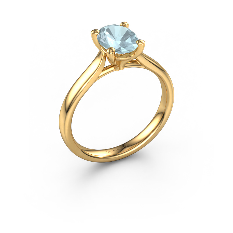 Image of Engagement ring Mignon ovl 1 585 gold Aquamarine 8x6 mm