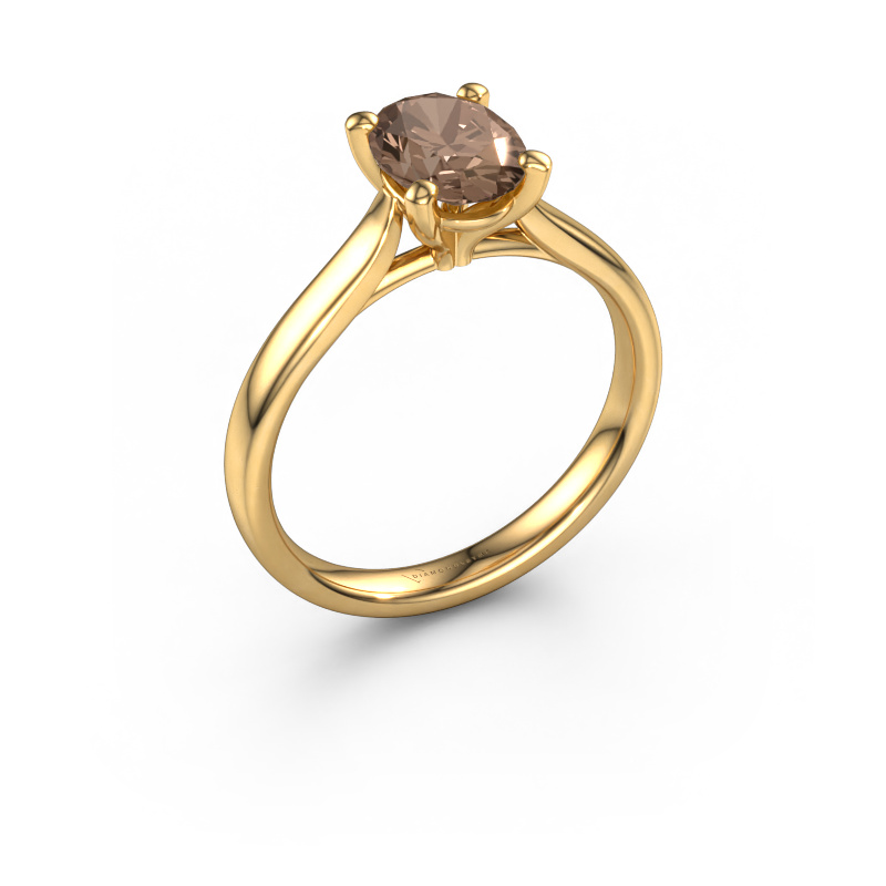 Image of Engagement ring Mignon ovl 1 585 gold Brown diamond 1.10 crt